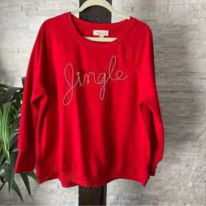 PHILOSPHY Christmas Holiday Red “Jingle” Bell Lightweight Sweatshirt Size 1X